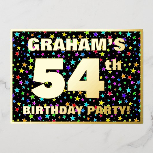 54e verjaardag van de gevechtsdag - Fun, kleurrijk Folie Uitnodiging (Voorkant)