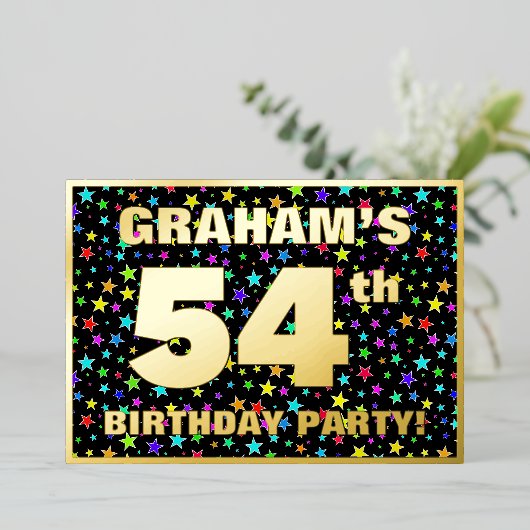 54e verjaardag van de gevechtsdag - Fun, kleurrijk Folie Uitnodiging (Staand Voorkant)