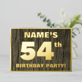 54e verjaardag: Vet, Houtgrijnpatroon Folie Uitnodiging (Staand Voorkant)