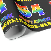 54e verjaardag: Vet, Vun, Eenvoudig, Regenboog 54 Cadeaupapier (Rol Hoek)
