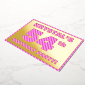 54e verjaardag — Vet, vun, roze band # 54 Folie Uitnodiging (Gedraaid)