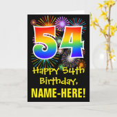 54e verjaardag: vuurwapenpatroon + regenboog 54 kaart (Gele Bloem)