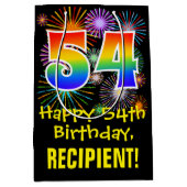 54e verjaardag: vuurwapenpatroon + regenboog 54 medium cadeauzakje (Voorkant)