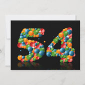54e verjaardagsfeest, met bubbels en ballen kaart (Voorkant)