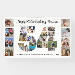 54e verjaardagsfeest Nummer 54 Fotocollage Spandoek