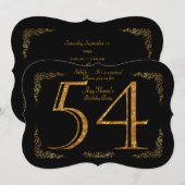 54e verjaardagsfeestje 54e, grote Gatsby, zwart & Kaart (Voorkant / Achterkant)