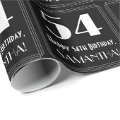 54ste verjaardag - Art Deco geïnspireerd look "54" Cadeaupapier (Rol Hoek)