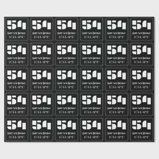 54ste verjaardag: Art Deco Geïnspireerde look "54" Cadeaupapier (Vlak)