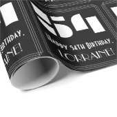 54ste verjaardag: Art Deco Geïnspireerde look "54" Cadeaupapier (Rol Hoek)