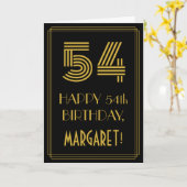 54ste verjaardag: Art Deco Geïnspireerde look "54" Kaart (Gele Bloem)