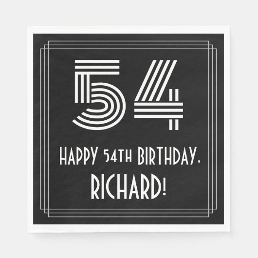 54ste verjaardag: Art Deco Geïnspireerde look "54" Servet (Voorkant)
