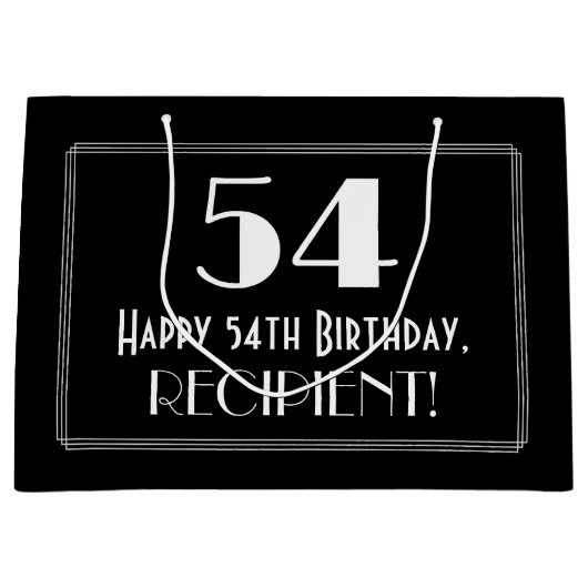 54ste verjaardag: Art Deco geïnspireerde stijl "54 Groot Cadeauzakje (Voorkant)