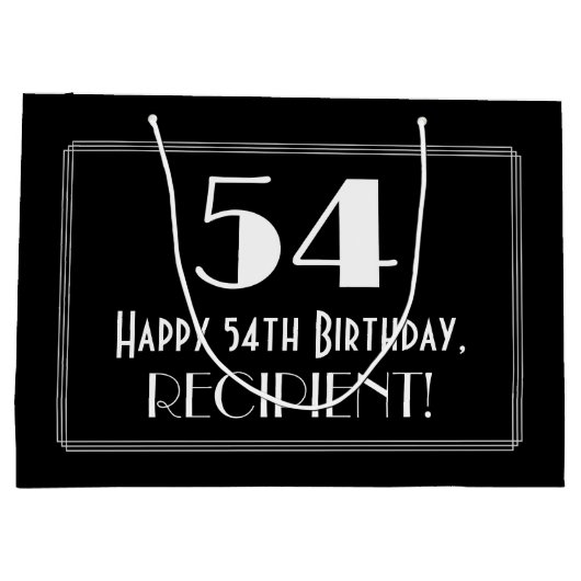 54ste verjaardag: Art Deco geïnspireerde stijl "54 Groot Cadeauzakje (Achterkant)