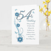 54ste verjaardag in wintertaling met bloemen en kaart (Gele Bloem)