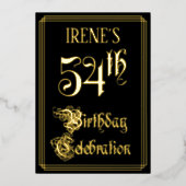 54ste verjaardagsfeest — Fantasievol script & aang Folie Uitnodiging (Voorkant)