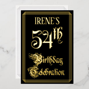 54ste verjaardagsfeest — Fantasievol script & aang Folie Uitnodiging