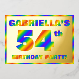 54ste verjaardagsfeest — Leuke, regenboogspectrum Folie Uitnodiging