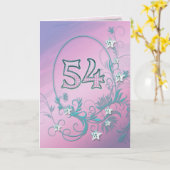 54ste Verjaardagskaart met diamanten sterren Kaart (Gele Bloem)