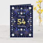 54ste verjaardagskaart met massa's juwelen kaart (Gele Bloem)