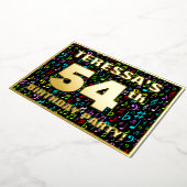 54th Birthday Party — Fun, Colorful Music Symbols Folie Uitnodiging (Gedraaid)