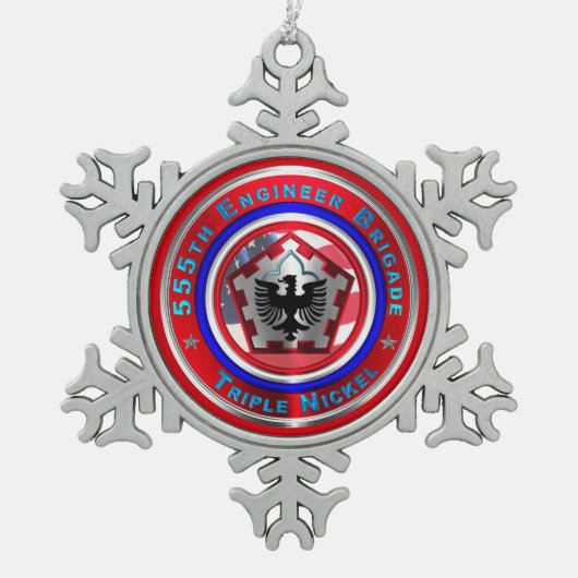 555E ENGINEER BRIGADE TIN SNEEUWVLOK ORNAMENT (Voorkant)