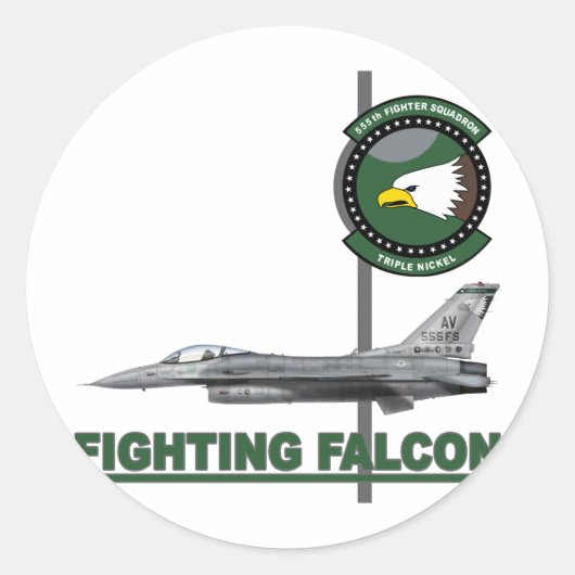 555th Fighter Squadron F-16C Block 40E Ronde Sticker (Voorkant)