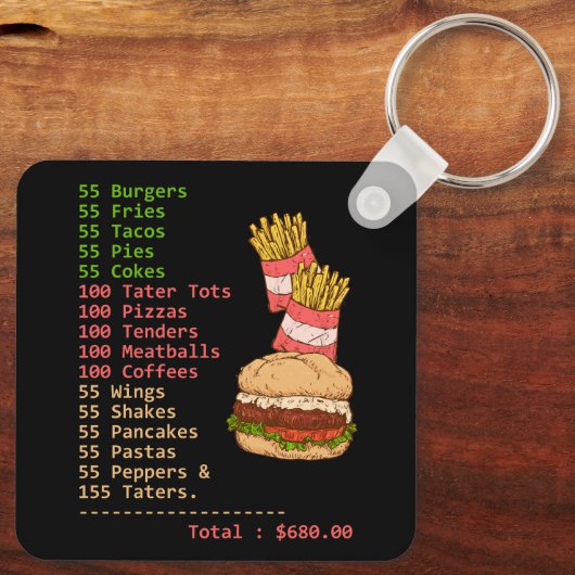 55 Burgers 55 Fries Ik denk dat je grappig moet la Sleutelhanger (Achterkant)
