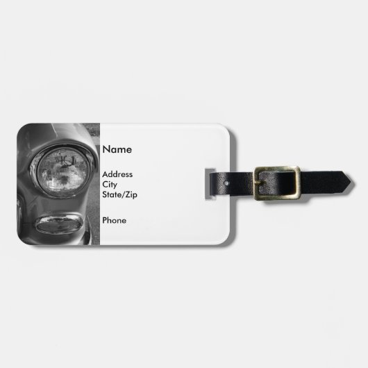 55 Chevy Headlight Grayscale Bagagelabel (Voorkant horizontaal)