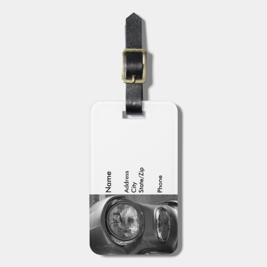 55 Chevy Headlight Grayscale Bagagelabel (Voorkant verticaal)