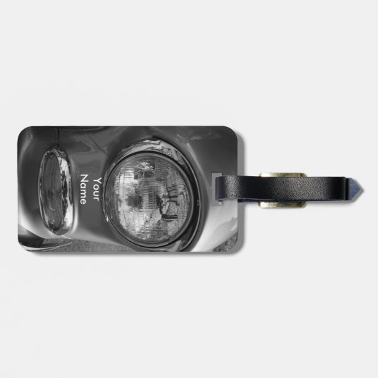 55 Chevy Headlight Grayscale Bagagelabel (Achterkant horizontaal)