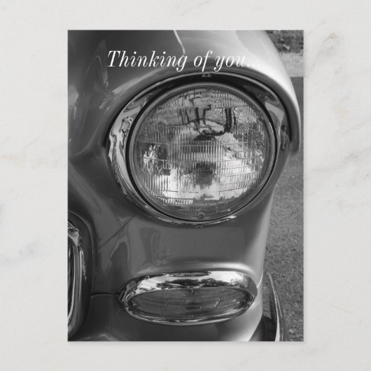55 Chevy Headlight Grayscale Briefkaart (Voorkant)