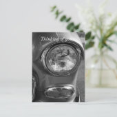 55 Chevy Headlight Grayscale Briefkaart (Staand voorkant)