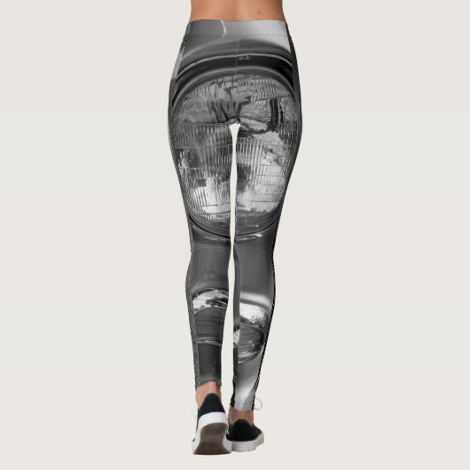55 Chevy Headlight Grayscale Leggings (Achterkant)