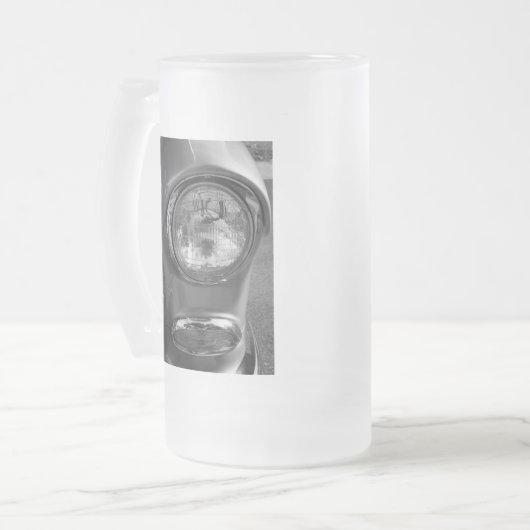 55 Chevy Headlight Grayscale Matglas Bierpul (Voorkant links)