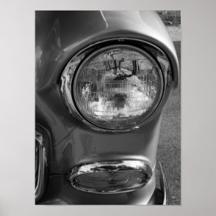 55 Chevy Headlight Grayscale Poster
