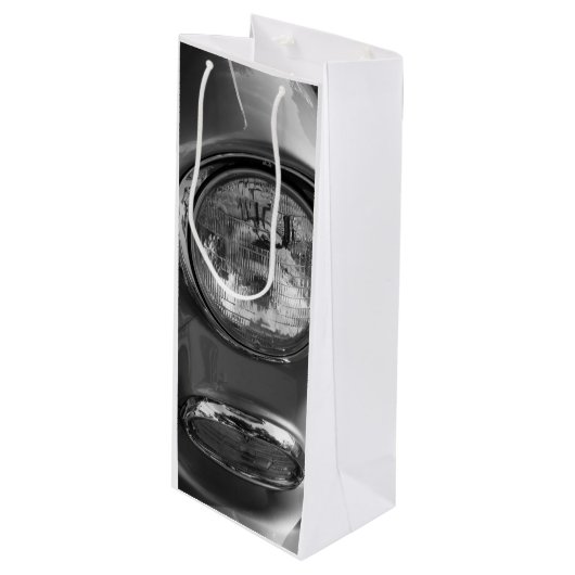 55 Chevy Headlight Grayscale Wijn Cadeautas (Voorkant Gekanteld)