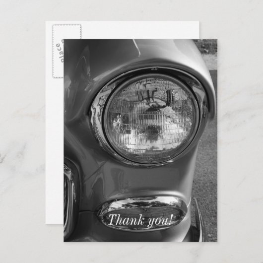 55 Chevy Koplamp Grayscale Briefkaart (Voorkant / Achterkant)