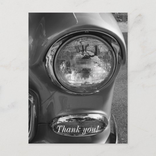 55 Chevy Koplamp Grayscale Briefkaart (Voorkant)