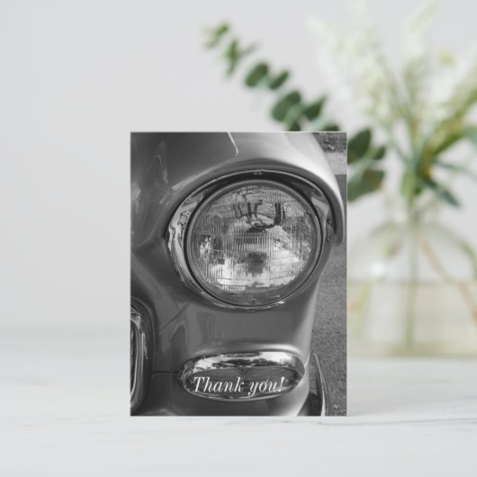 55 Chevy Koplamp Grayscale Briefkaart (Staand voorkant)