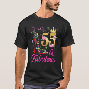 55 en Fabulous 55 jaar oude 55e buikvlinders H T-shirt