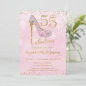 55 en Fabulous High Heel Diamonds 55e verjaardag Kaart (Staand voorkant)