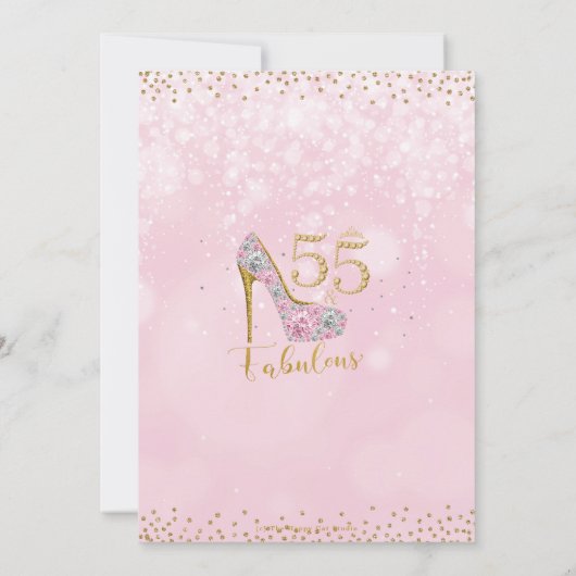 55 en Fabulous High Heel Diamonds 55e verjaardag Kaart (Achterkant)