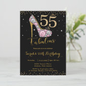 55 en Fabulous High Heel Diamonds 55e verjaardag Kaart (Staand voorkant)