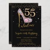 55 en Fabulous High Heel Diamonds 55e verjaardag Kaart (Voorkant / Achterkant)