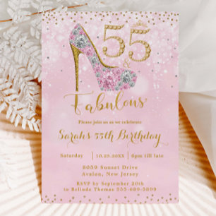 55 en Fabulous High Heel Diamonds 55e verjaardag Kaart