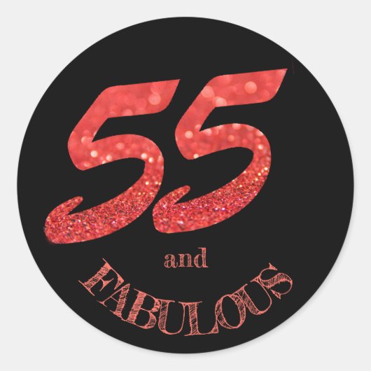 55 en Fabulous Verjaardag Viering Koraal Glitter Ronde Sticker (Voorkant)