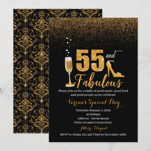 55 en fantastische verjaardagsuitnodiging voor vro kaart (Voorkant / Achterkant)