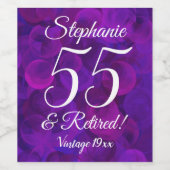 55 en Gepensioneerd Elegant Paarse Gepersonaliseer Wijn Etiket (Enkel label)