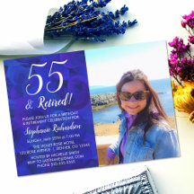 55 en Met Pensioen Blauwe Foto Verjaardag Pensioen