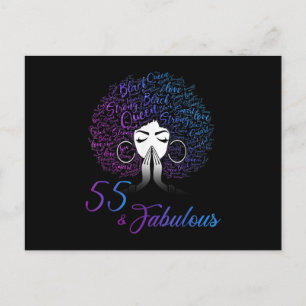 55 & Fabulous Afro Hair Black Women 55th Birthday Aankondigingskaart